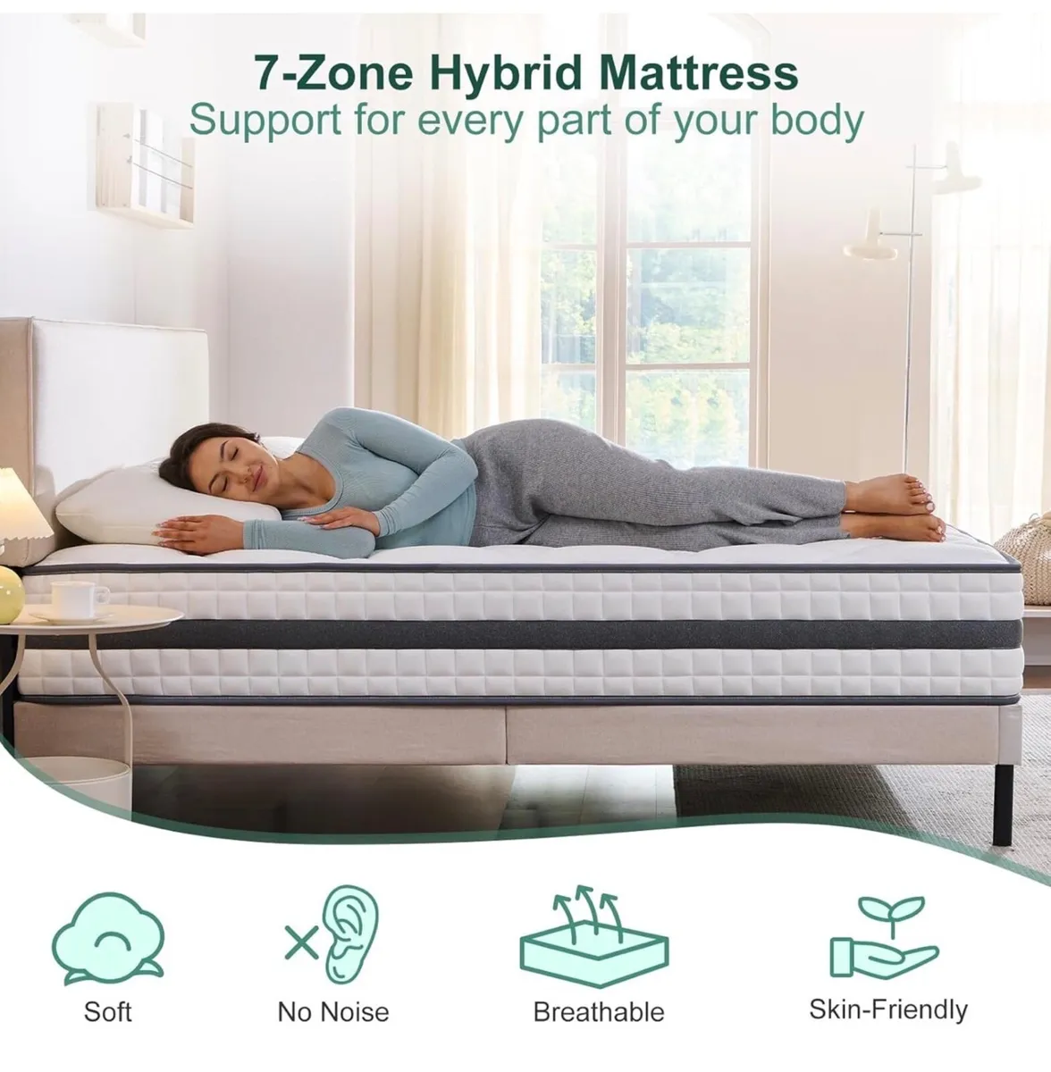 Small Double Mattress, Hybrid Memory Foam and Spri - Image 2
