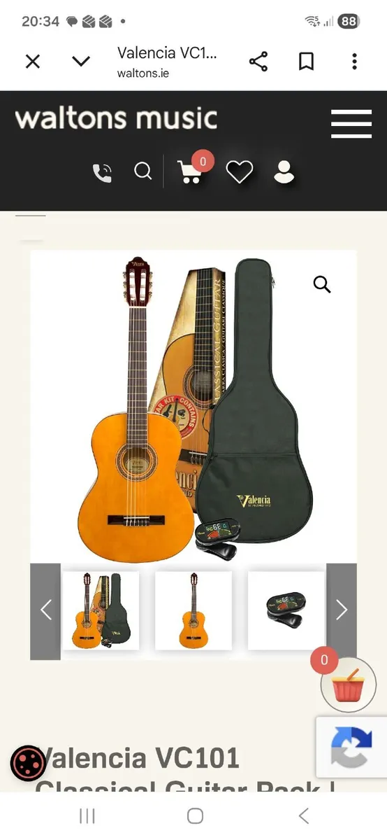 Childs Valencia Guitar 1/4 size with guitar bag - Image 3