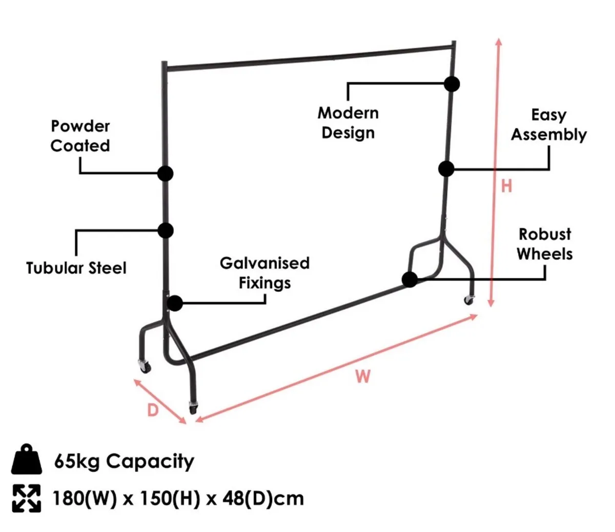 NEW 6ft Garment Clothes Rail Heavy Duty - Image 3