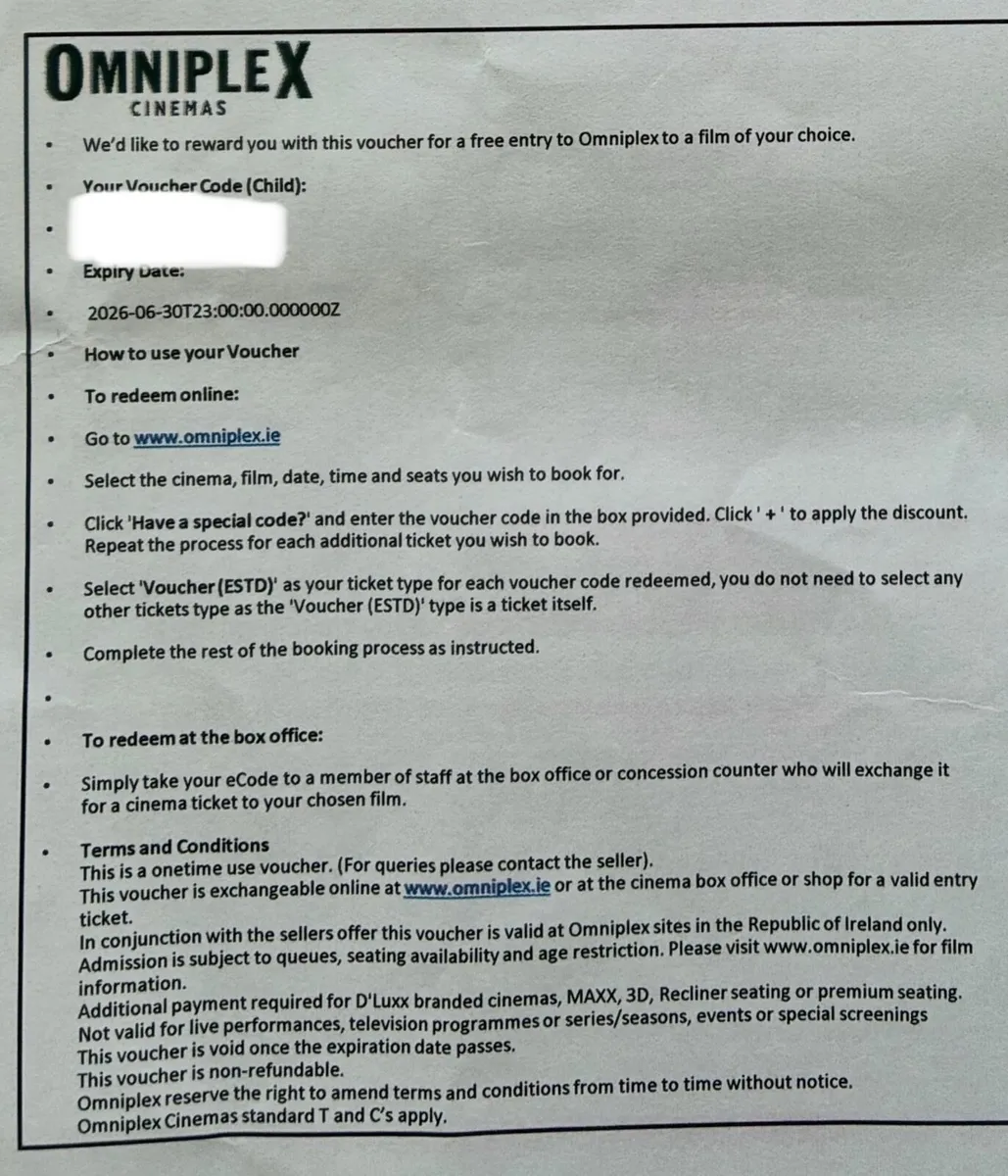 4 Omniplex Cinemas voucher for free entry - Image 2