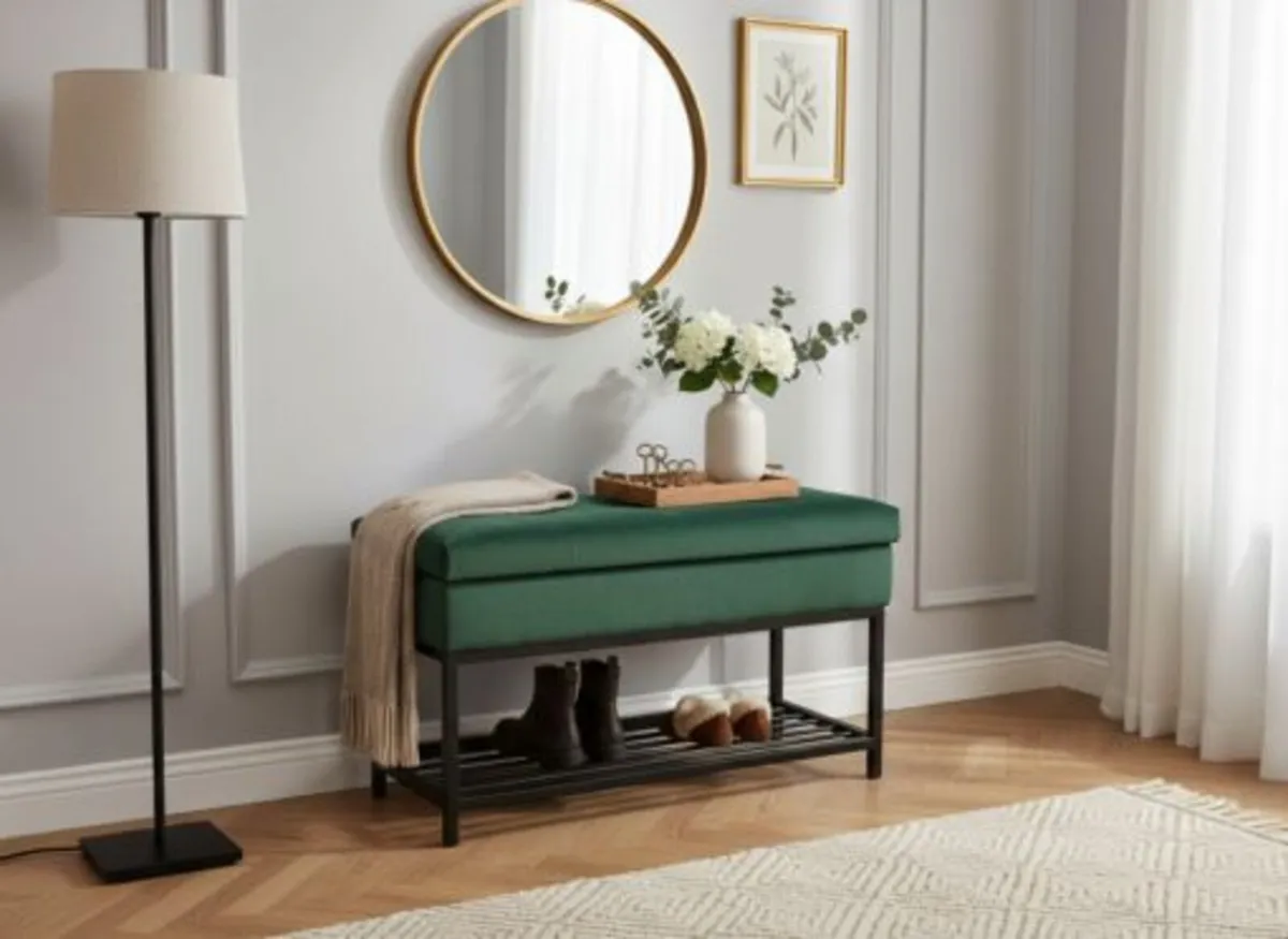 Emerald Vault Storage Ottoman – Bottle Green - Image 2