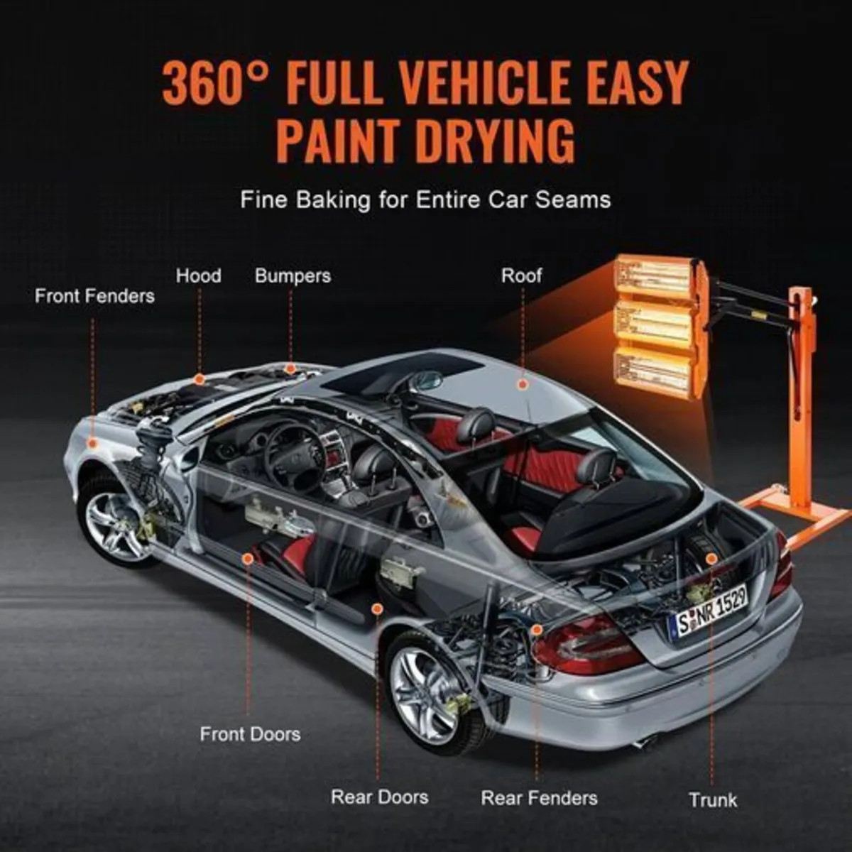 Infrared Curing Lamp, 3300W, Car Paint Dryer with - Image 2
