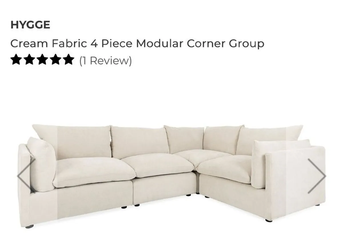 Cream Fabric Corner Sofa - Image 1
