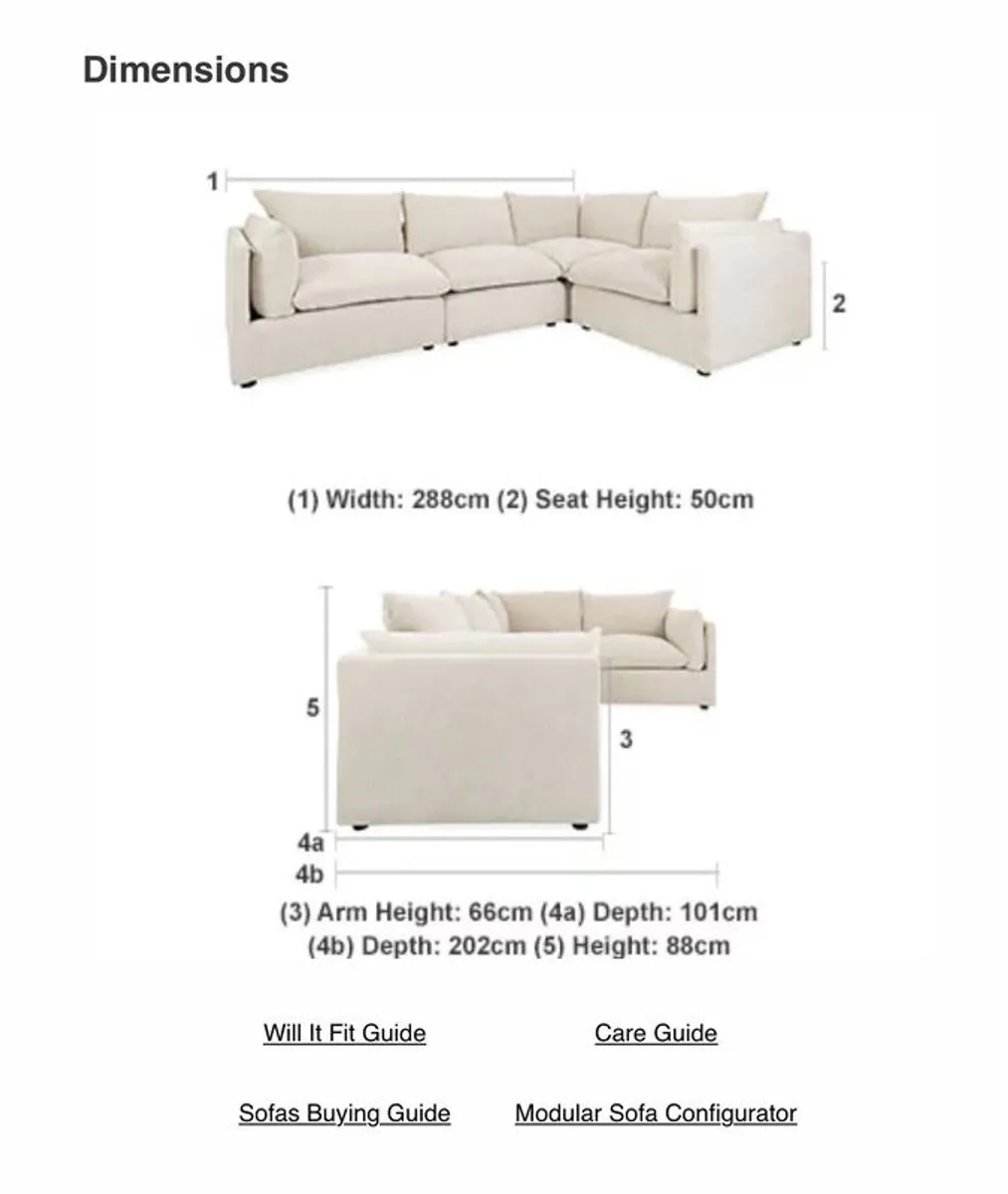 Cream Fabric Corner Sofa - Image 2