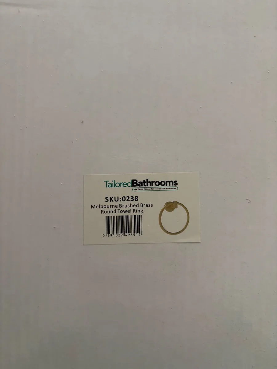 Brushed brass round towel rings (2 available) - Image 1