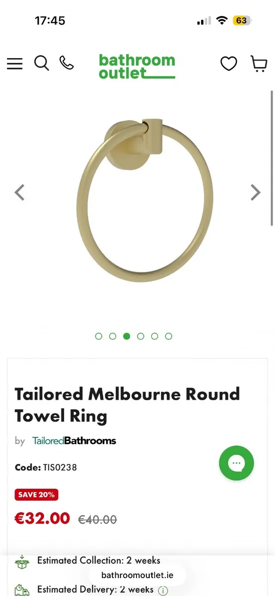 Brushed brass round towel rings (2 available) - Image 4