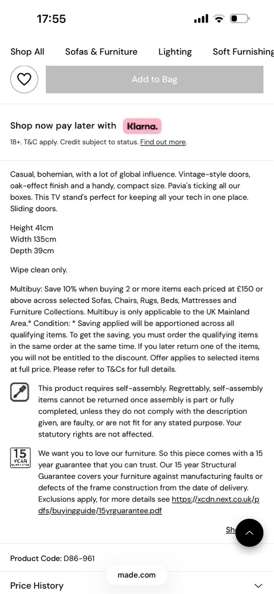 Next TV Unit | Black Rattan | Still in Box - Image 2