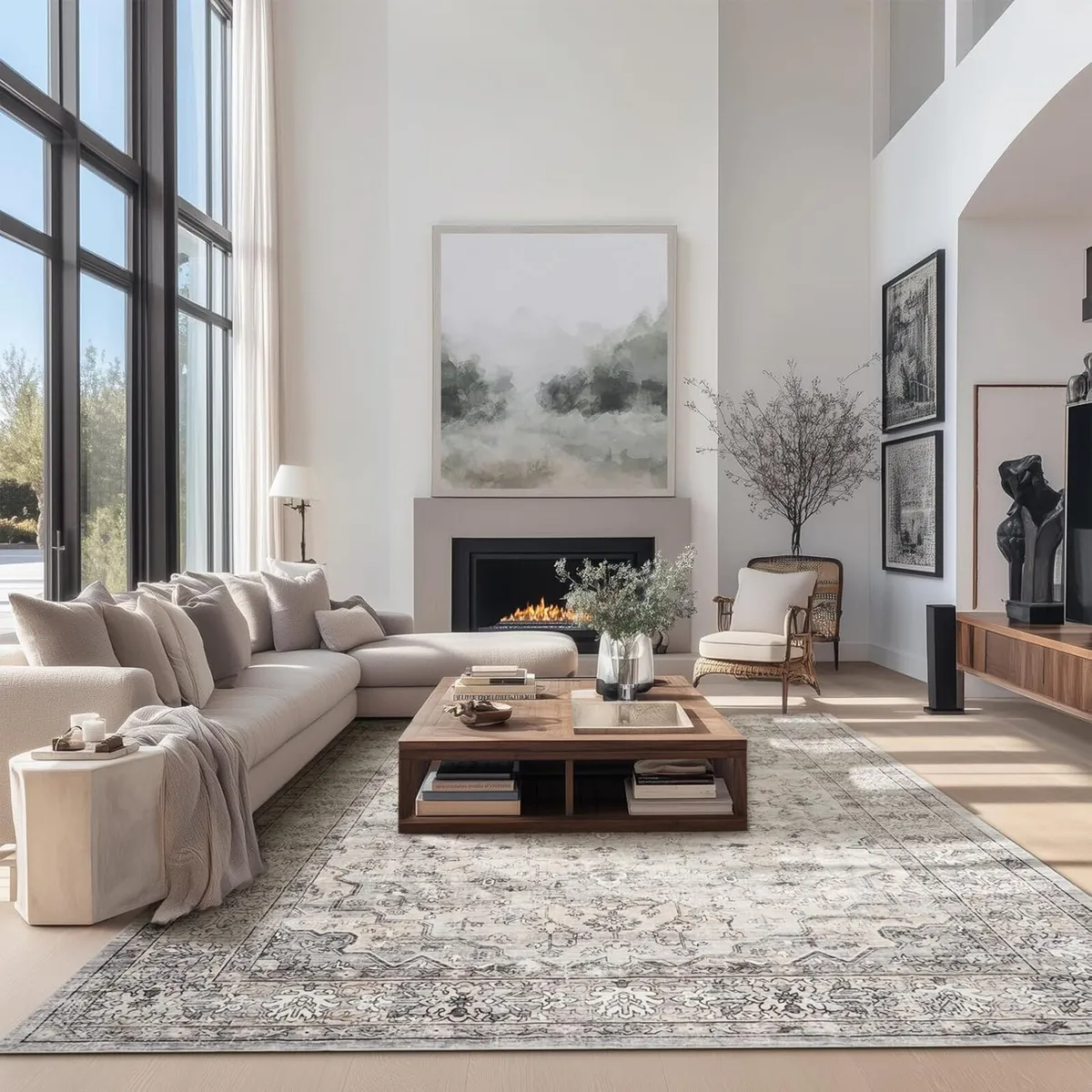 Large Grey Rug 200x290 for Living Room Faux Wool - Image 4