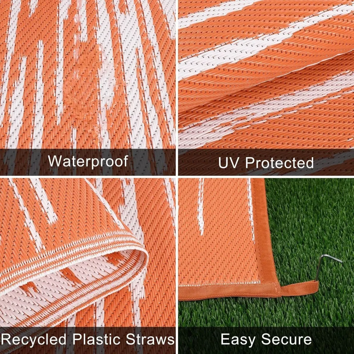 Outdoor Rug Waterproof Orange 270 x 360 cm Large - Image 3