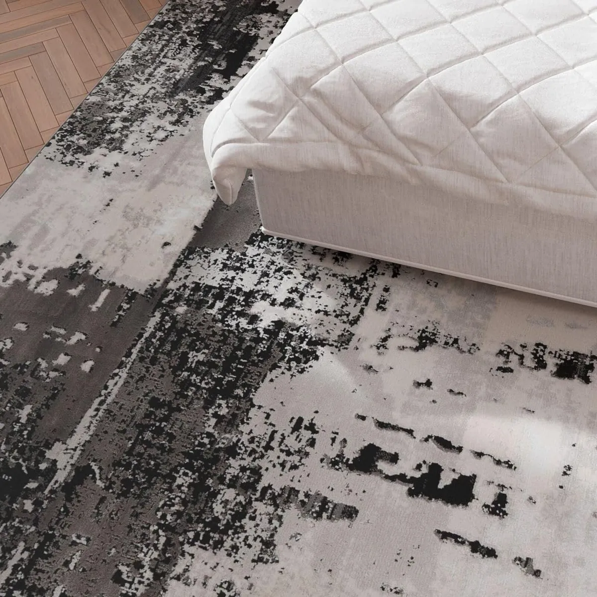 Luxury Silver Grey Painterly Living Room Area Rug - Image 3