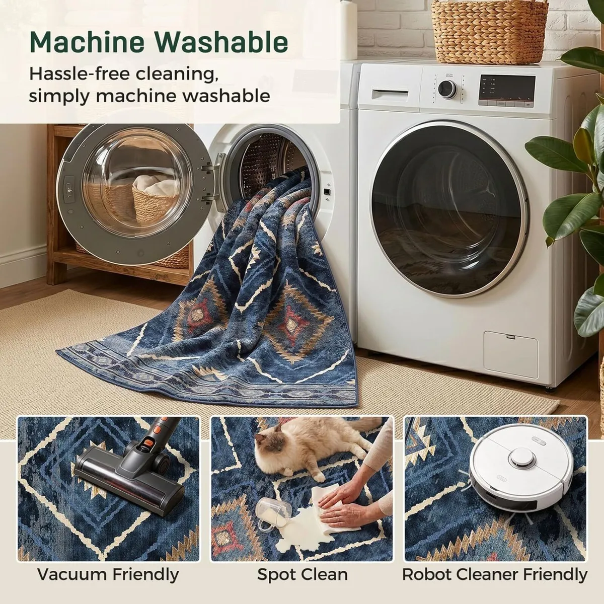 Machine Washable Large Rugs Living Room 240x300 - Image 3