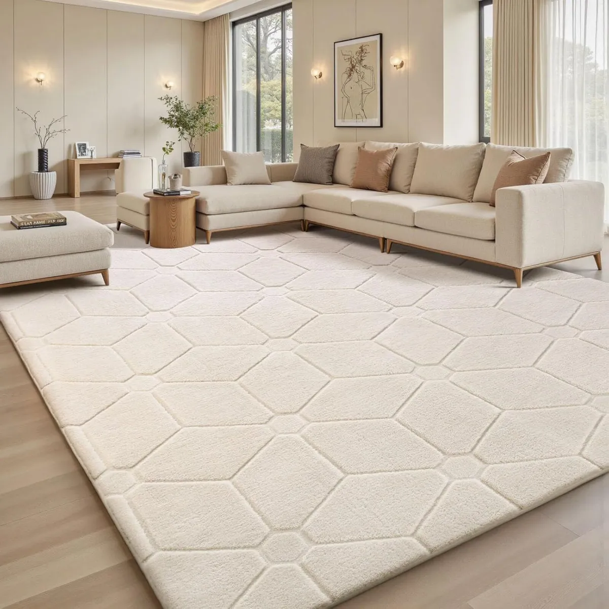 Rugs Living Room 275x370 3D Cream Area for - Image 1