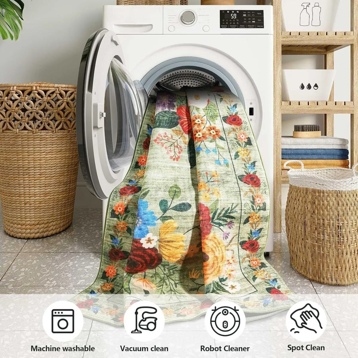 Machine Washable Rugs Living Room 240x300cm Non - Image 4