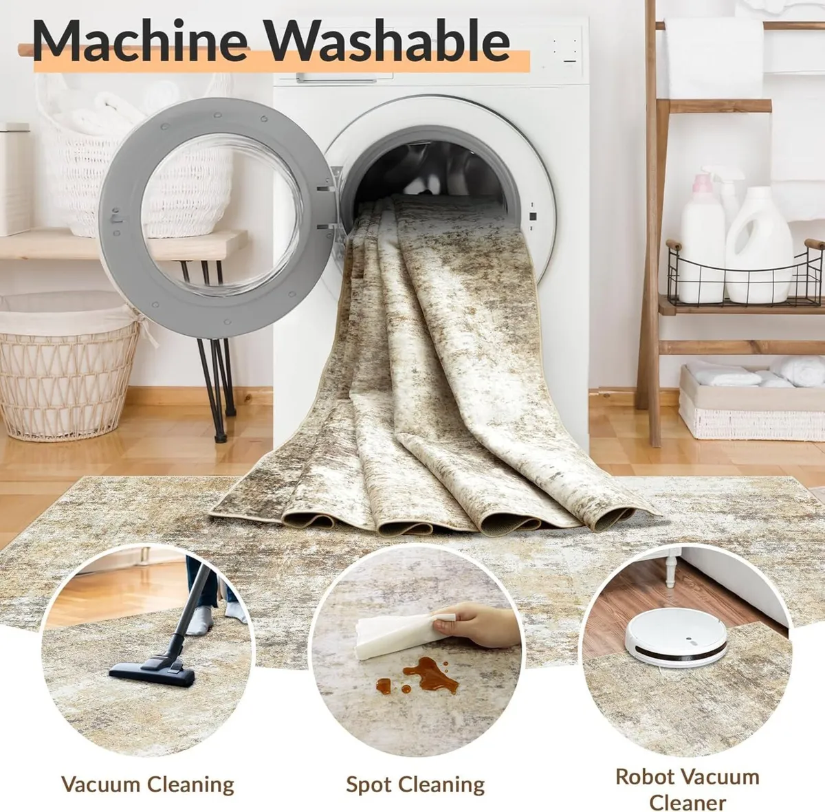 Washable Rugs Living Room 180x270 cm Modern - Image 4