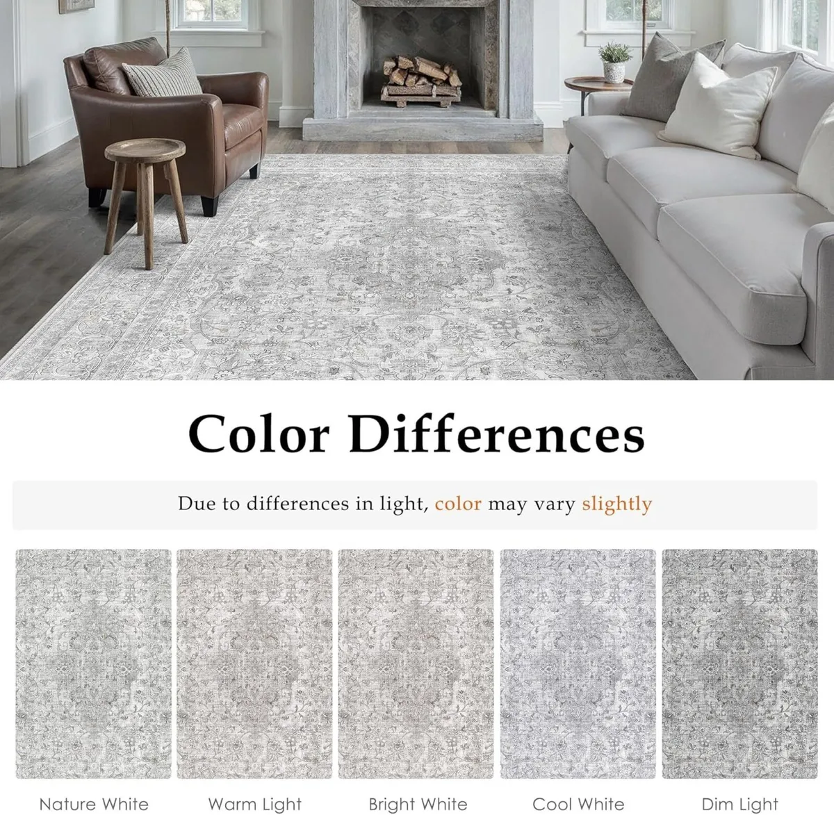 Vintage Living Room Area Grey Rug 240x300cm - Image 2