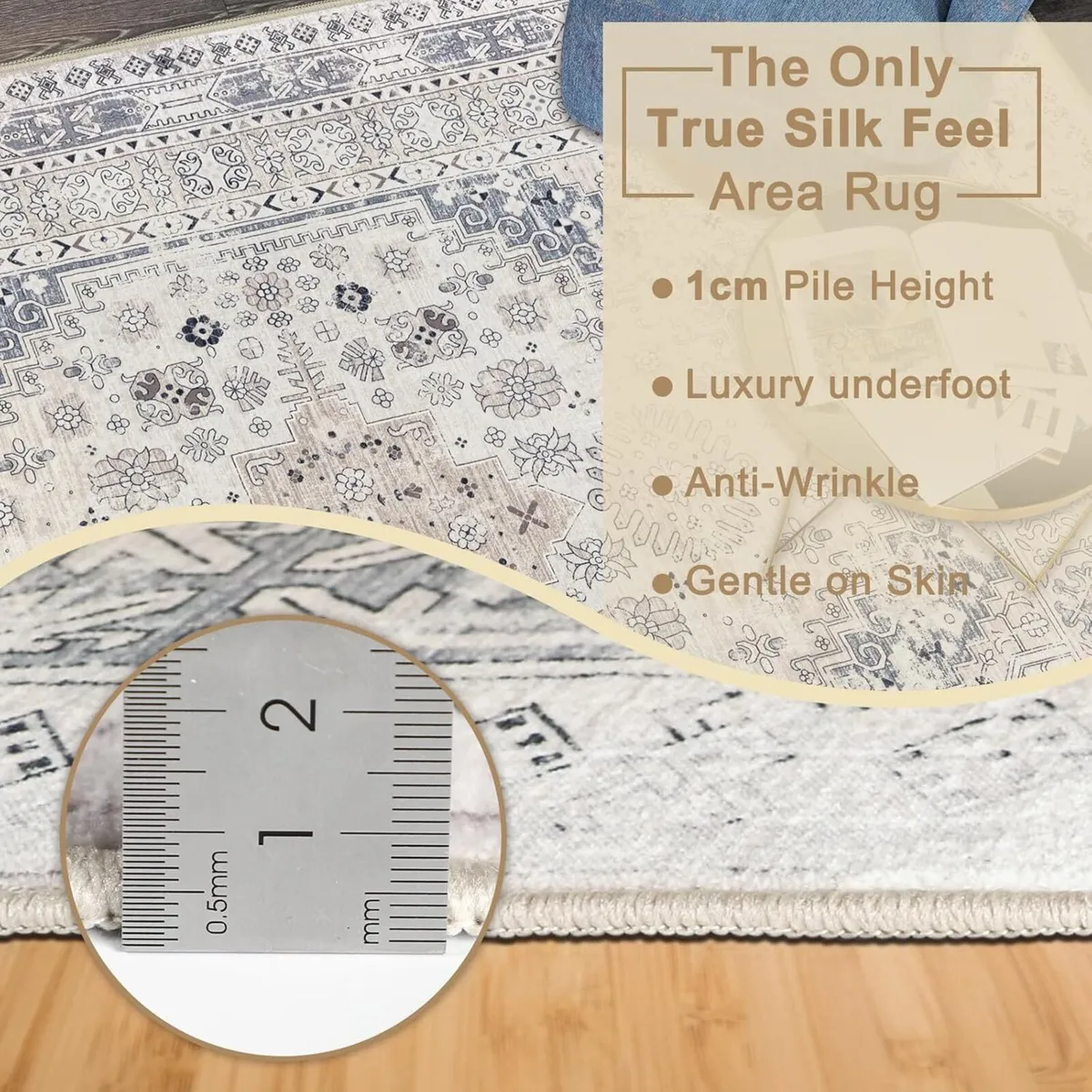 Washable Rugs Living Room 200x300cm Distressed - Image 4