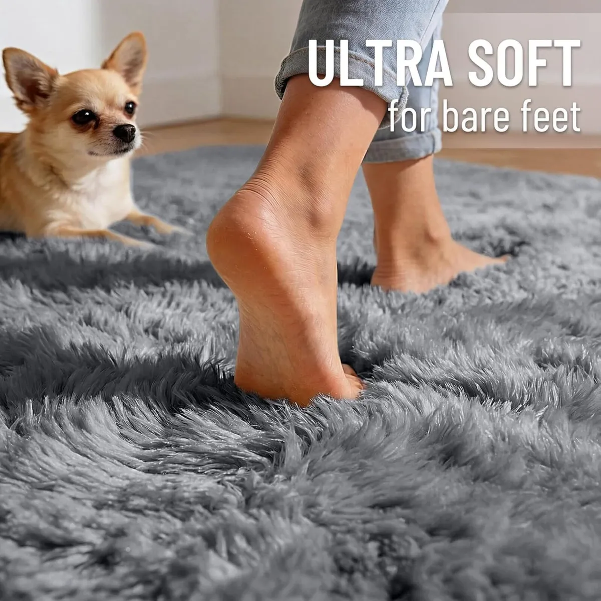 Fluffy High Pile Rugs Living Room Large Anti Slip - Image 2