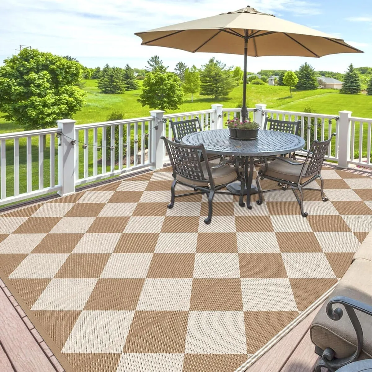 Large Outdoor Rug for Patio Brown 240 x 300 cm - Image 1