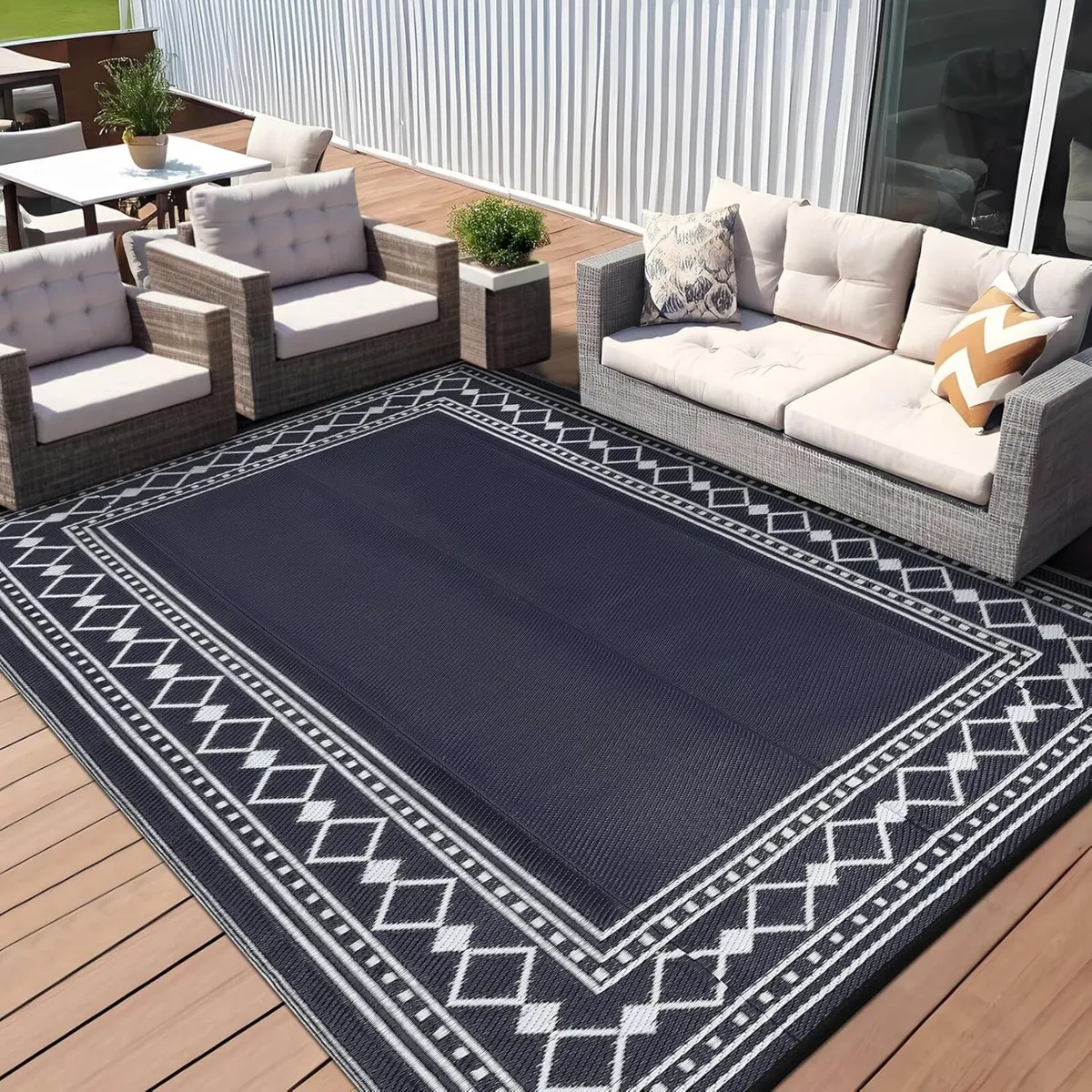 Large Waterproof Outdoor Plastic Straw Rug 270 x - Image 1