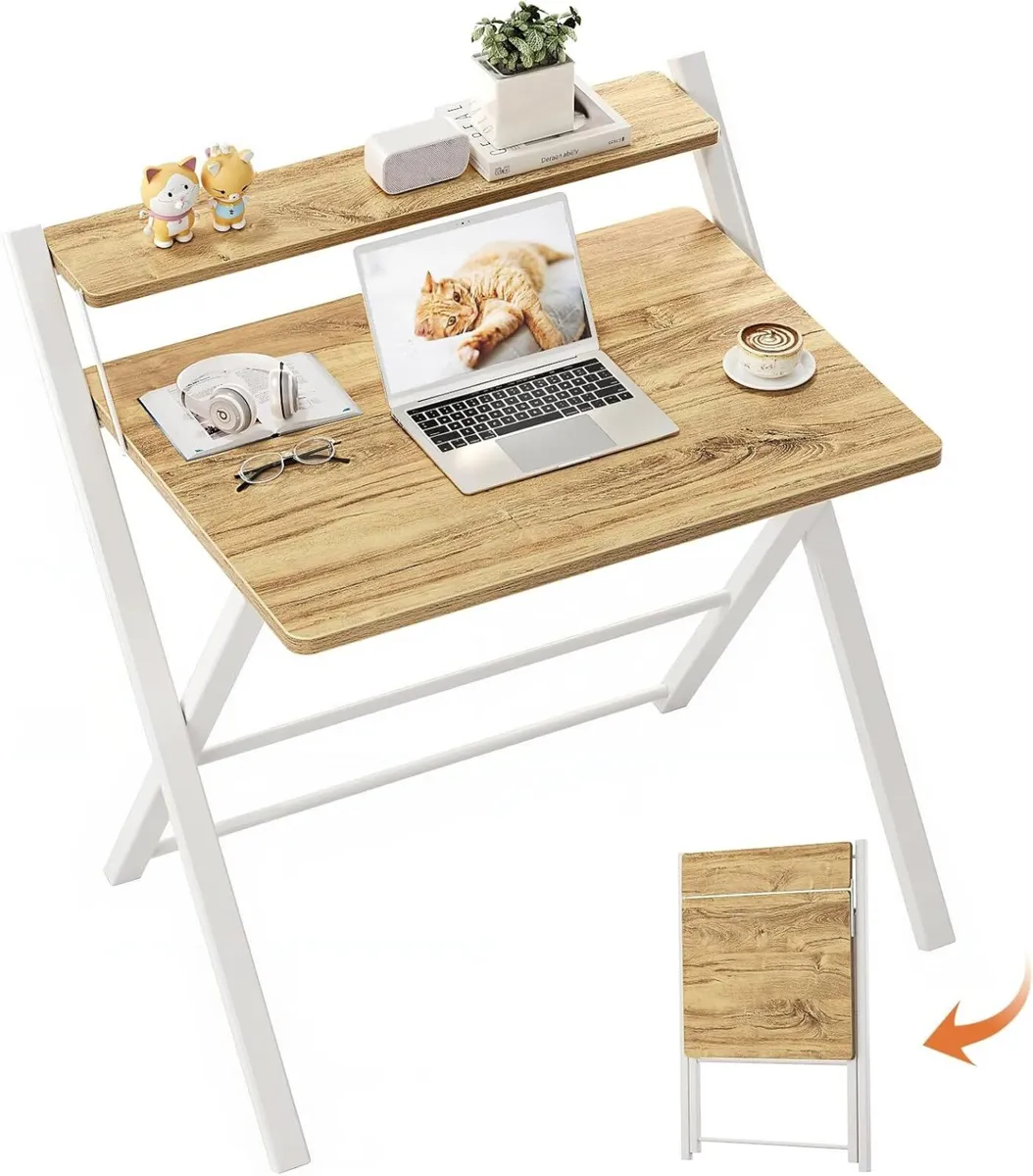 Foldable Desk No Assembly Required Small with - Image 1