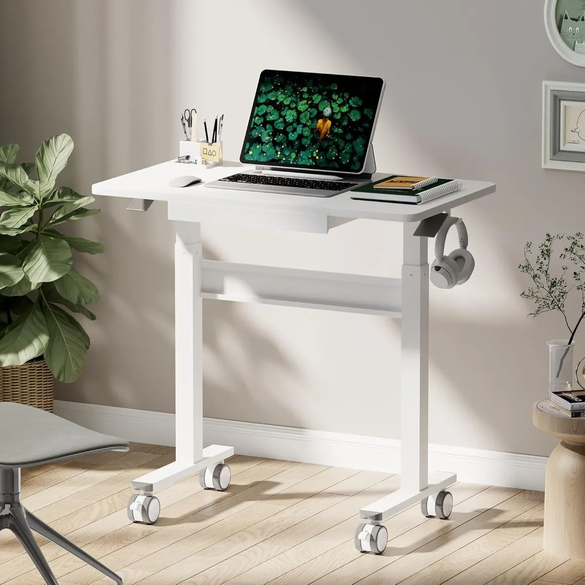 Standing Desk with Wheels Pneumatic Height - Image 1