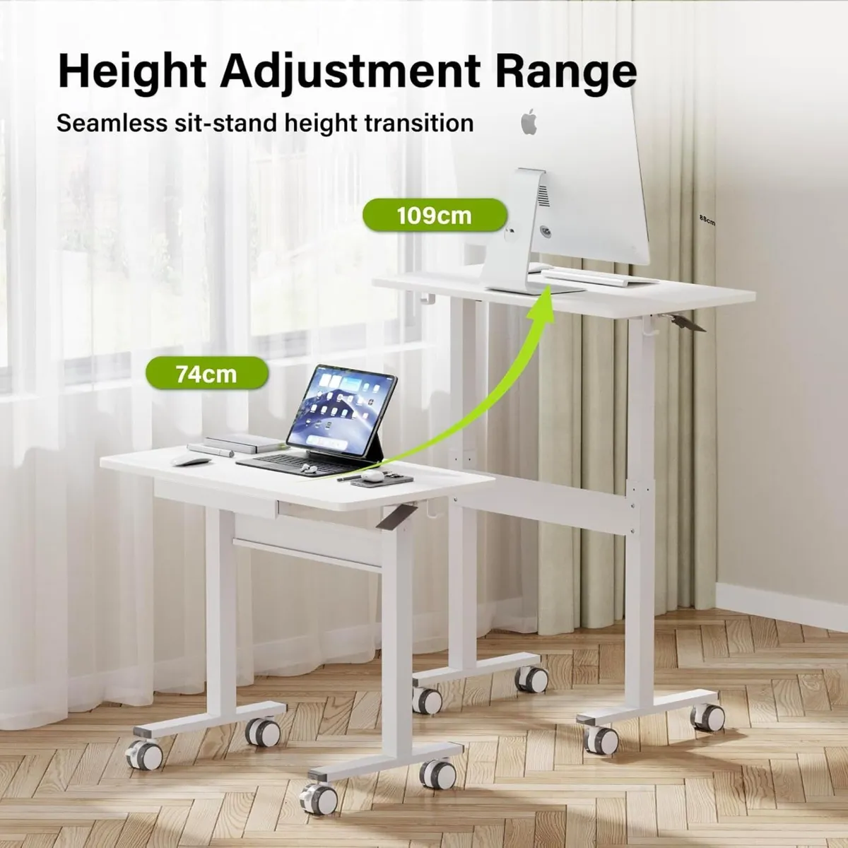 Standing Desk with Wheels Pneumatic Height - Image 3