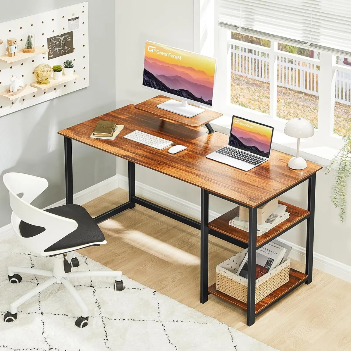 Computer Desk with Monitor Stand 140cm Office - Image 2