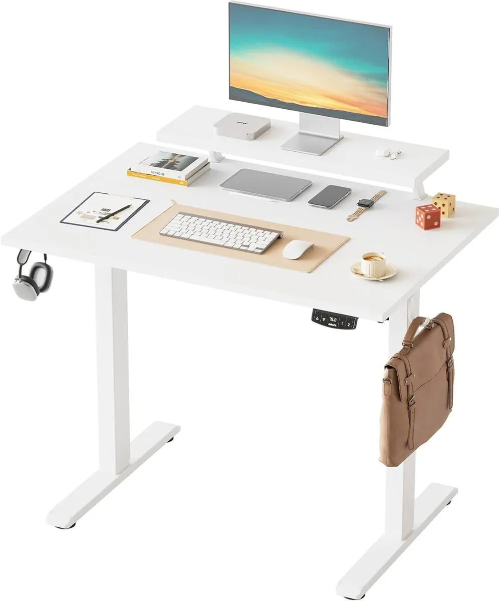 Electric Height-Adjustable Desk with Movable - Image 1
