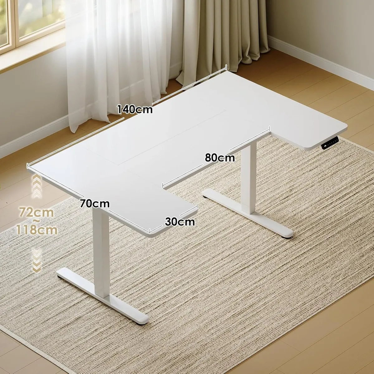 Standing Desk 140cm U Shaped Height Adjustable - Image 4