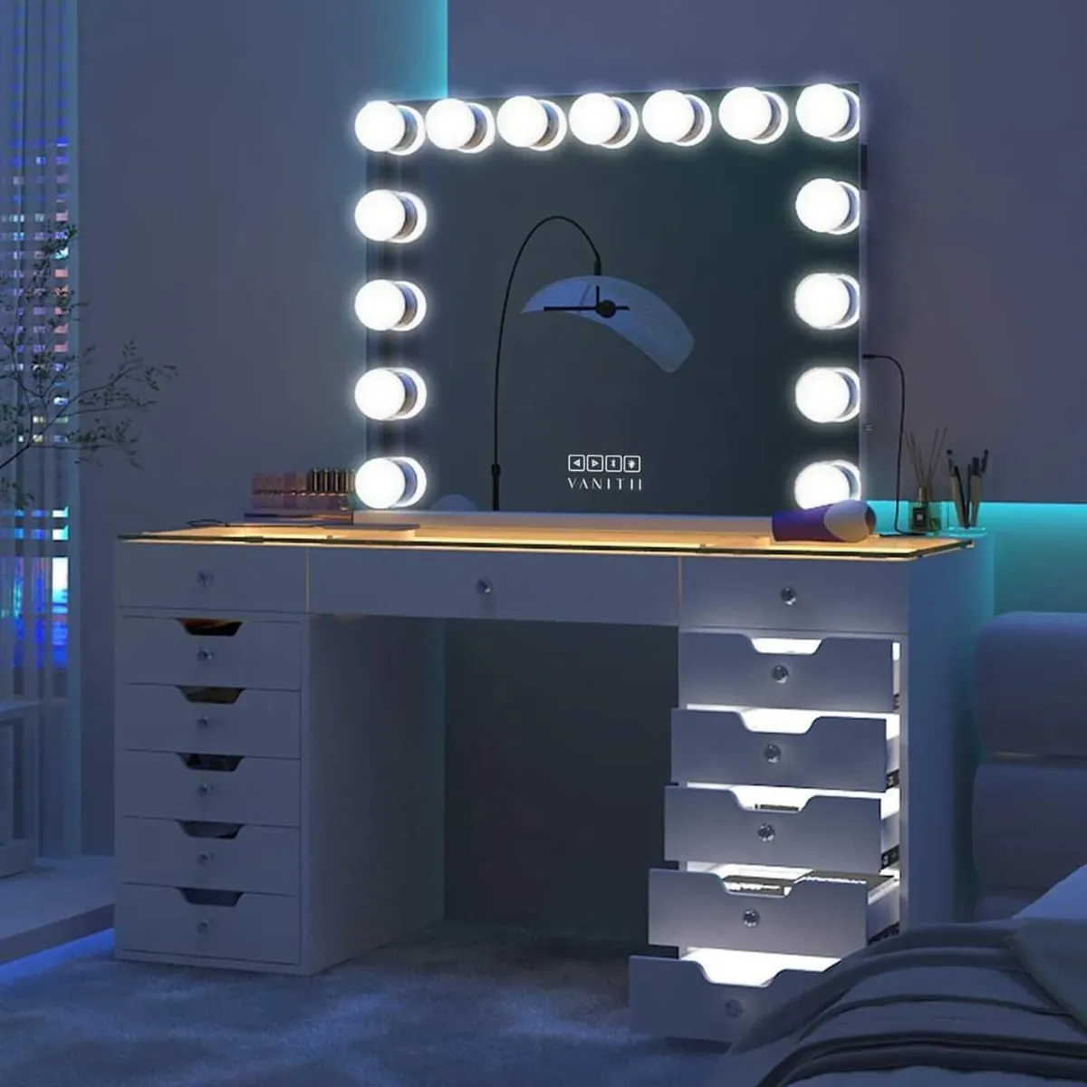Luxury  Makeup Vanity Desk with Hollywood - Image 4