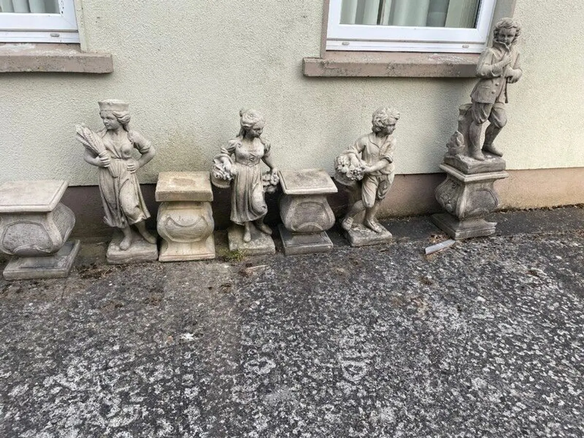 Four stone garden statues - Image 1