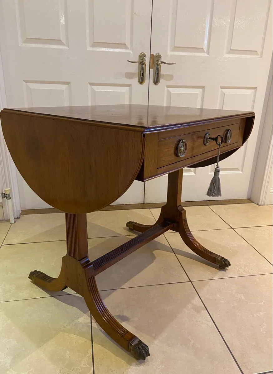 Regency mahogany drop leaf sofa table - Image 2
