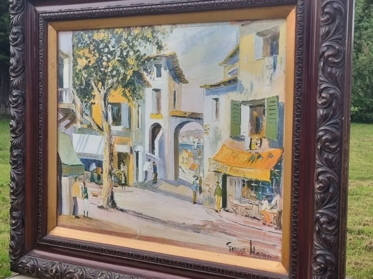 Large vintage painting in an old frame - Image 3