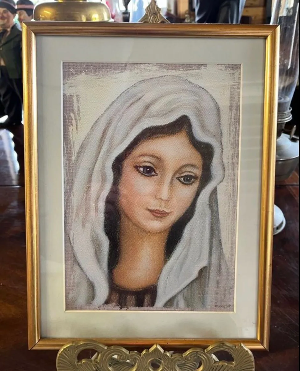 Painting of Our Lady and hand written note - Image 1