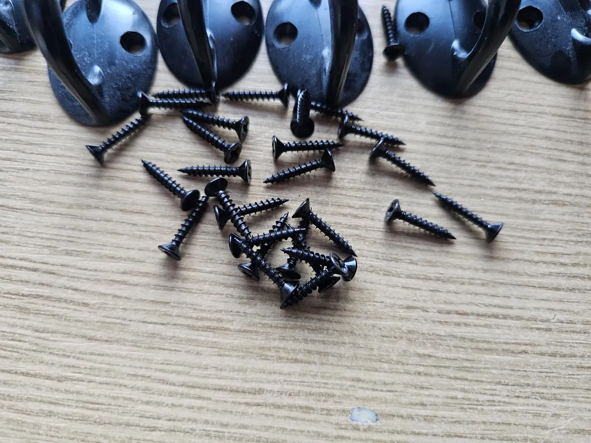 12 Coat Hooks hanger double hook black die cast - Image 2
