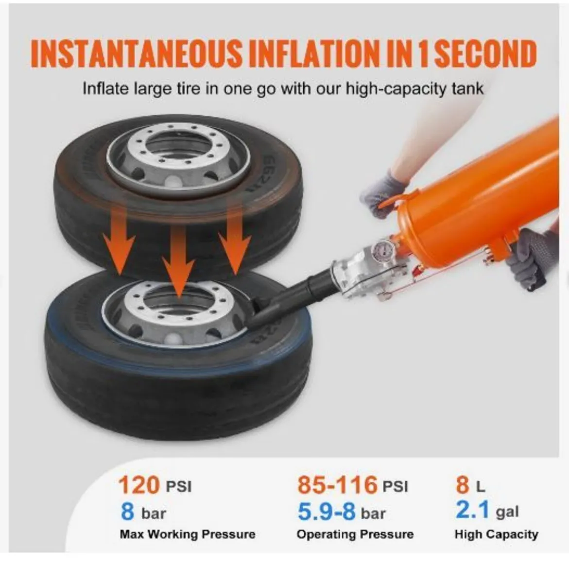 Tire Seater, 2.1 Gal/8 L Air Tire Blaster - Image 3