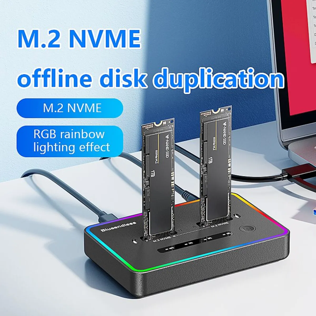 NVME SSD clone duplicator cloner copy M.2 Dock - Image 2