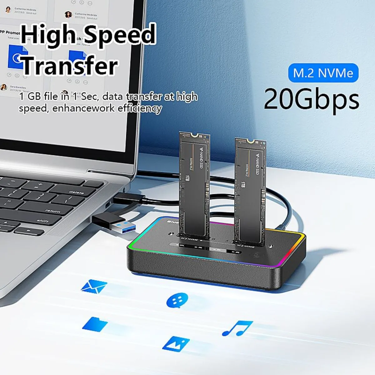 NVME SSD clone duplicator cloner copy M.2 Dock - Image 4