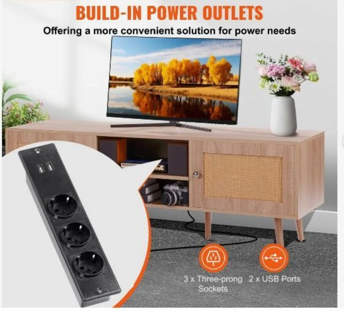 Rattan TV Stand for 65" (165.1 cm) - Image 2