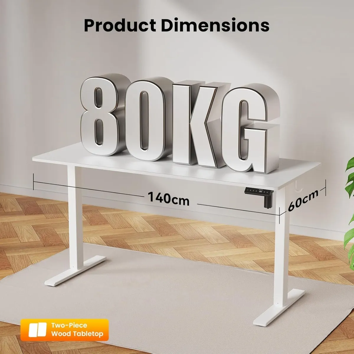 140 x 60 cm Standing Desk Electric Height - Image 3