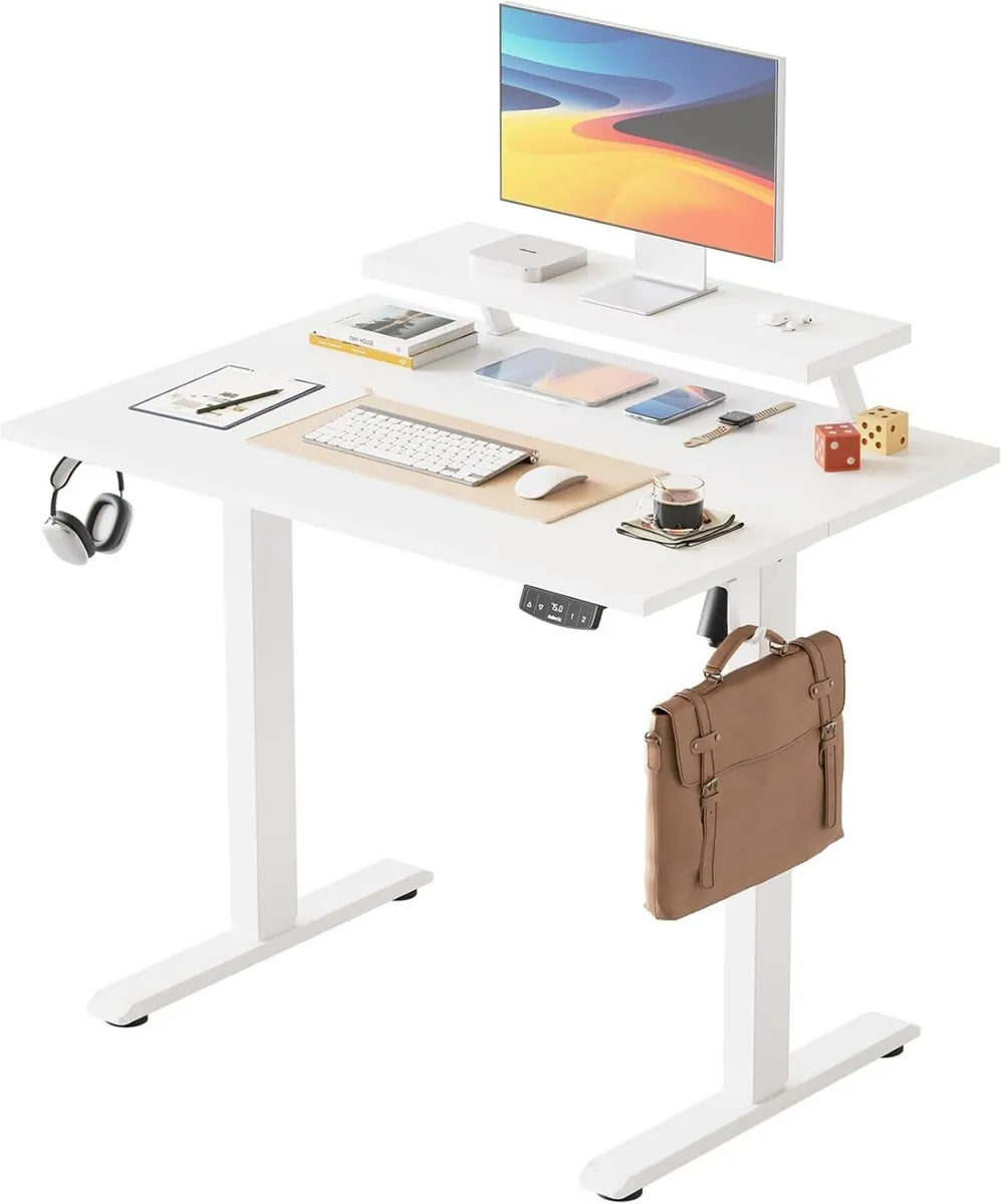 Electric Standing Desk with Movable Monitor Stand - Image 1
