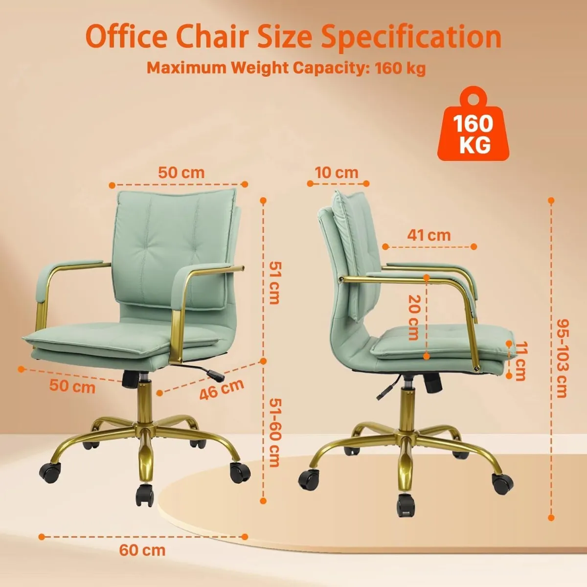Leather Home Office Chair Adjustable Height - Image 3