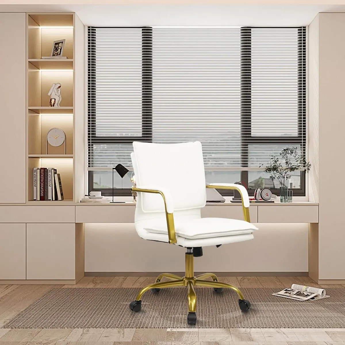 Leather Home Office Chair Adjustable Height - Image 2