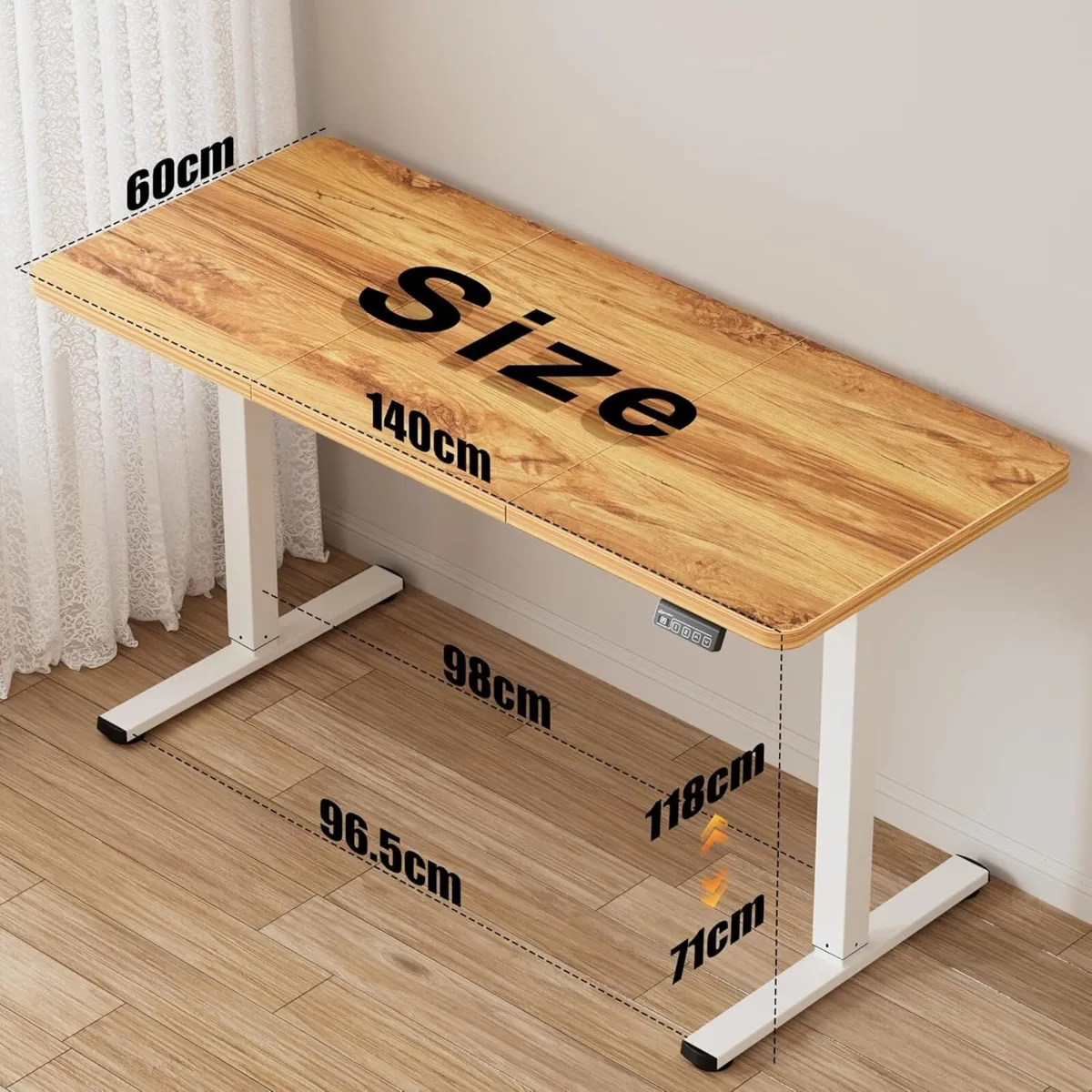 Standing Desk 140x60cm Height Adjustable Stand Up - Image 3