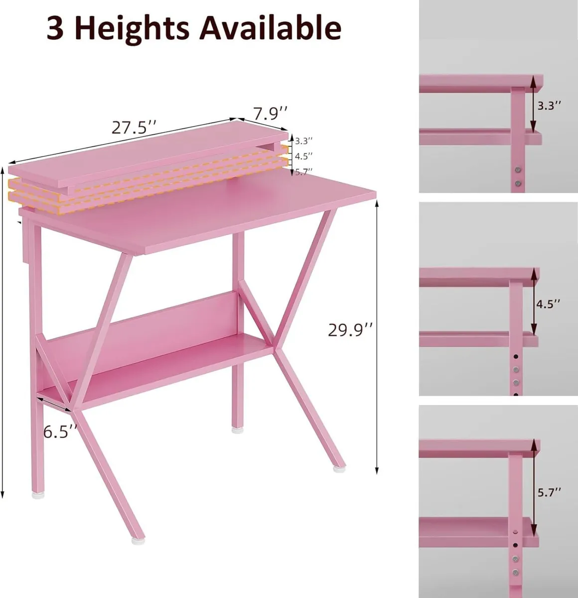 70 x 48 cm Desk Small Computer for Spaces Gaming - Image 3