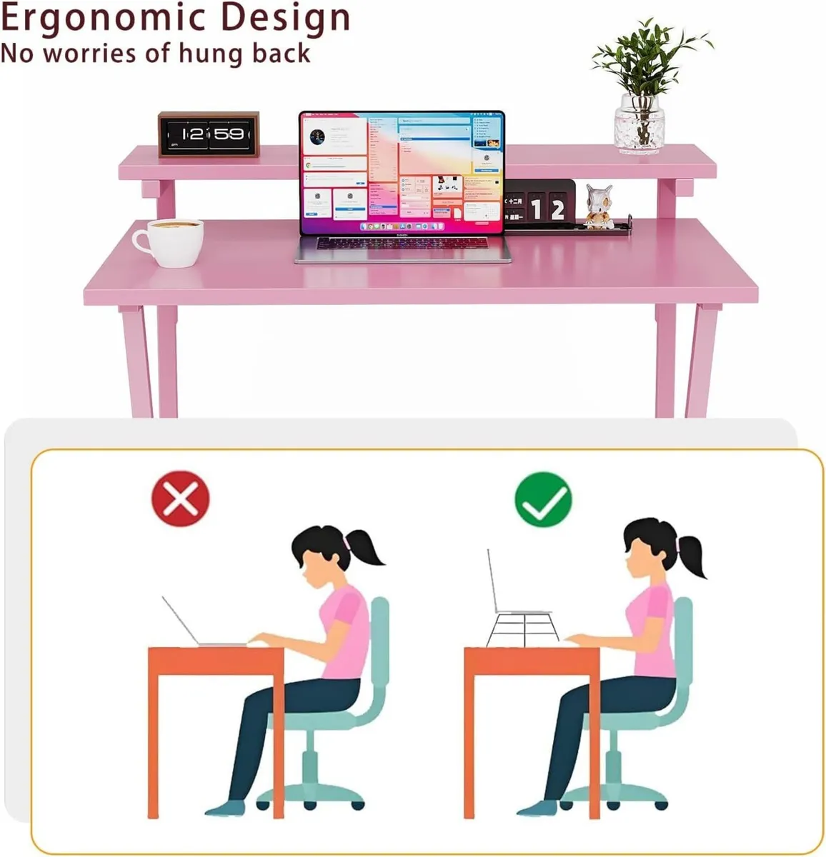 70 x 48 cm Desk Small Computer for Spaces Gaming - Image 4