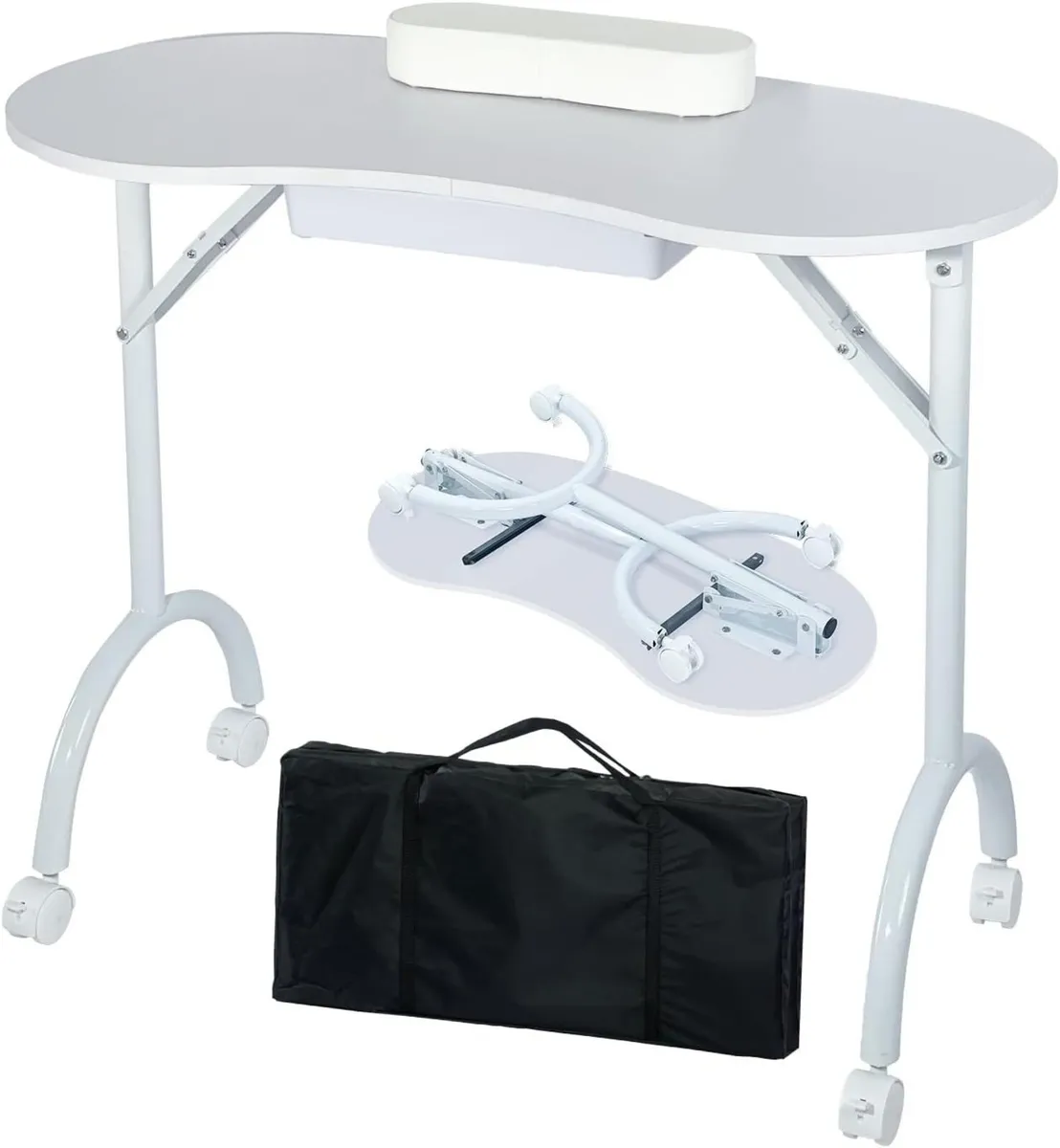 Protable Nail Desk with Drawer Foldable Manicure - Image 1