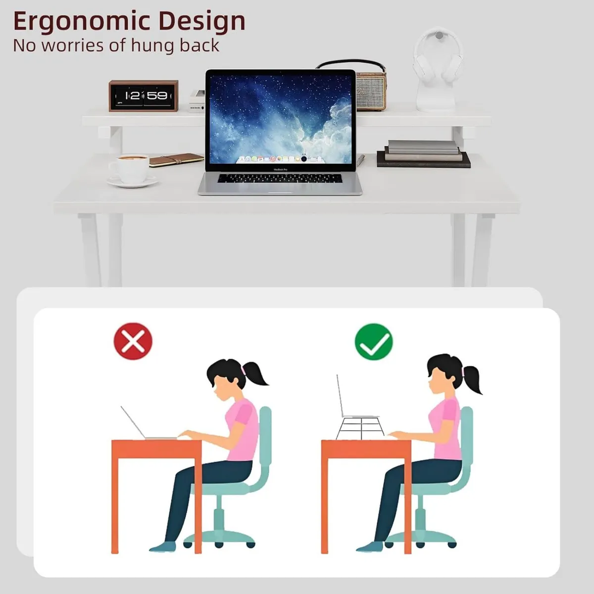 70 x 48 cm Desk Small Computer for Spaces Gaming - Image 4