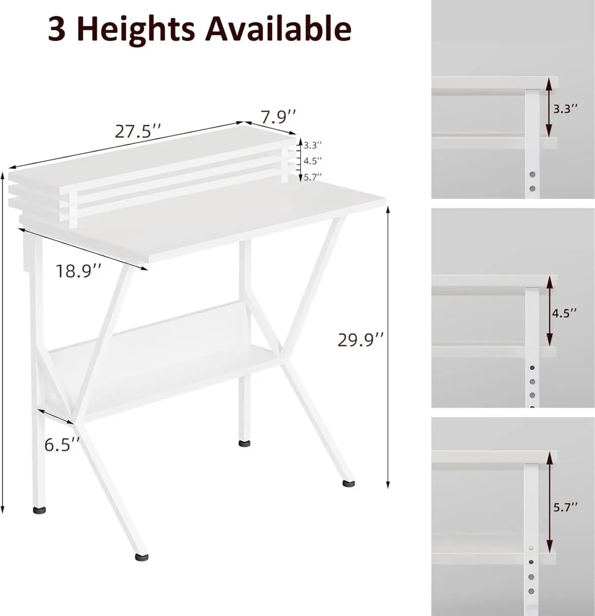 70 x 48 cm Desk Small Computer for Spaces Gaming - Image 3
