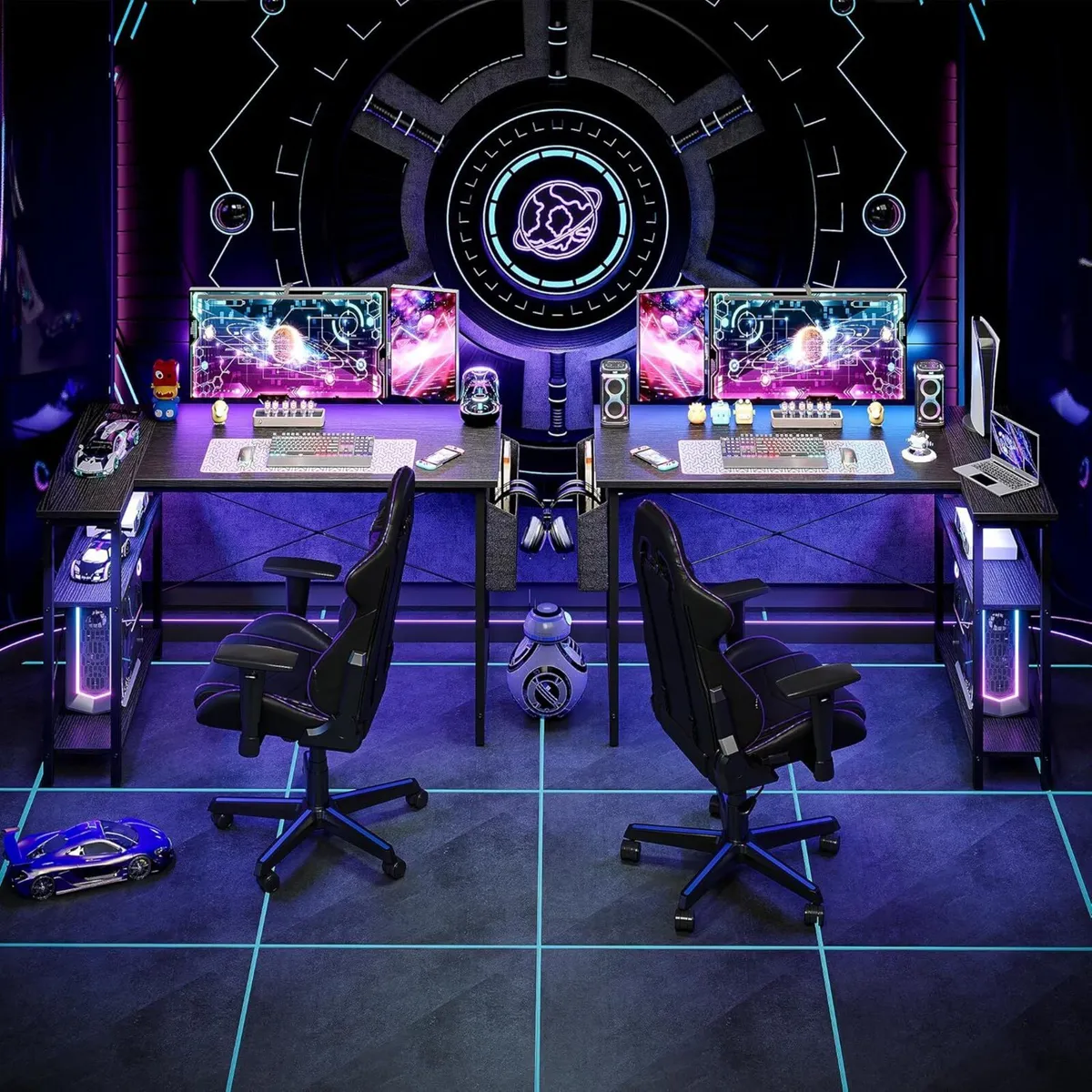 L Shaped Gaming Desk 120x70 cm Computer with - Image 2